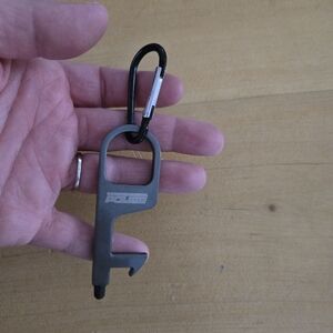 Police No-Touch Door Opener Keychain Tool Grey